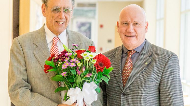 Ronald R Sederoff, mottagare av Marcus Wallenbergpriset 2017, och Jack Saddler, ledamot av Marcus Wallenbergprisets prisnämnd. (foto: Mitchell Costa)