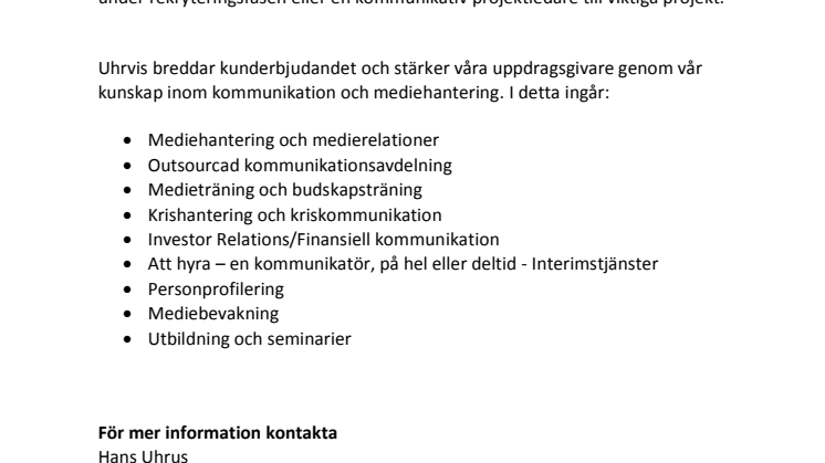 Att hyra – en kommunikatör, på hel eller deltid - Interimstjänster