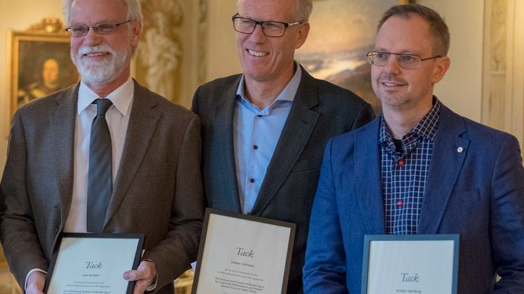 Några som uppmärksammades var Lars Kristén, Urban Johnson och Krister Hertting från Högskolan i Halmstad. Foto: Destination Halmstad