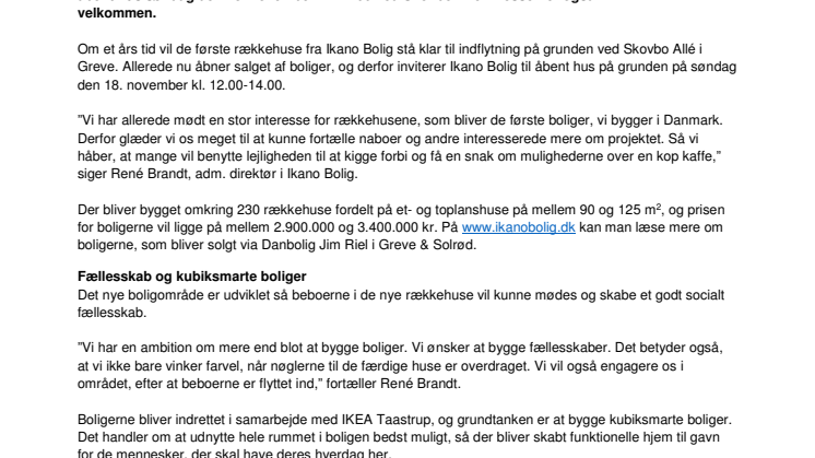 Nu starter salget af boliger i Greve