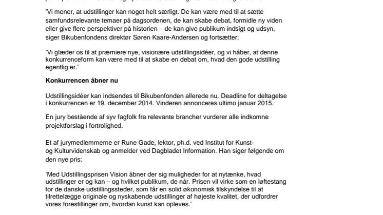 Ny pris til visionære og nyskabende udstillinger