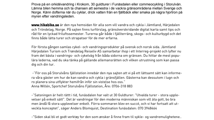 Gå eller cykla över gränsen med ny sajt – www.hikebike.se