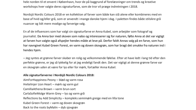 9 kendte influencers har valgt deres signaturfarve, som de tror kommer til at præge indretningen i 2018