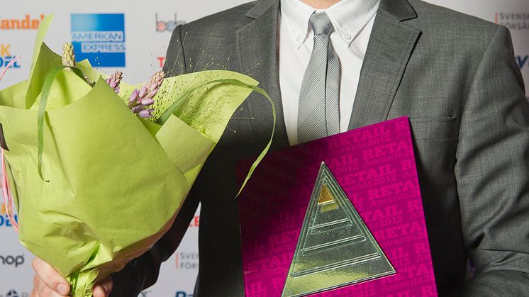 Vinnare Årets butikssäljare, Retail Awards 2012, Dennis Ländin, Blomsterlandet Norrtälje