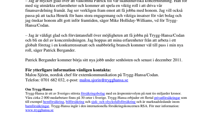 Trygg-Hansa/Codan utser ny finanschef