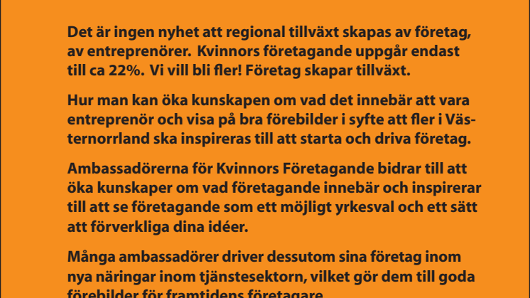 Agenda Kvinnors Företagande för v 45. Västernorrland.