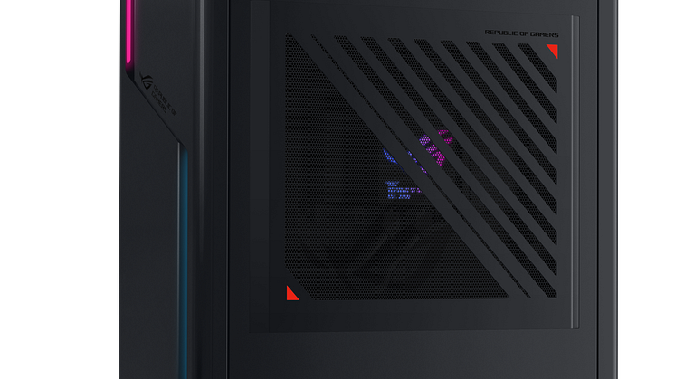 ROG G22CH desktop liquid cooling version from right angle with metal side panel