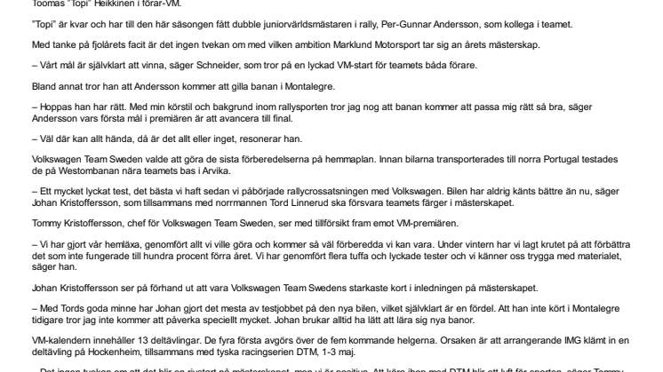 Volkswagenteamen väl förberedda när rallycross-VM rivstartar