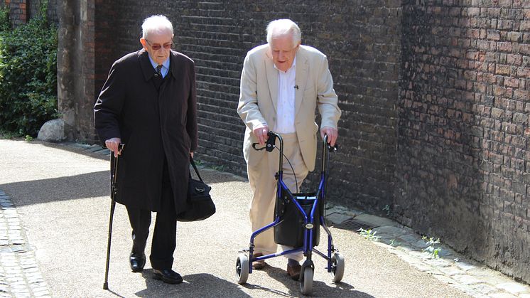 Old friends Jimmy (left) and Stanley make their way together to Stanley's almshouse flat