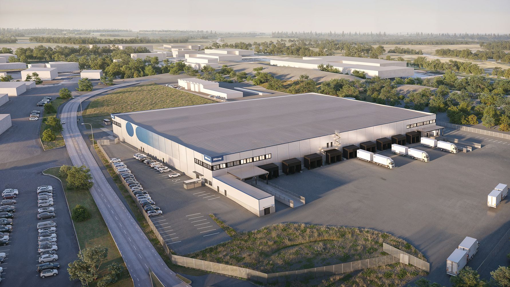 3D-visualisering av den nya logistikanläggningen i Norrköping