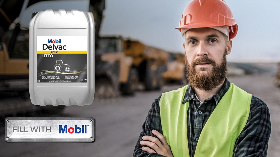 Mobil Delvac Ultra UTTO – En helsyntetisk, Volvo-godkänd transmissions- och hydraulolja som ger exceptionell prestanda och långvarigt skydd för moderna entreprenad- och jordbruksmaskiner.
