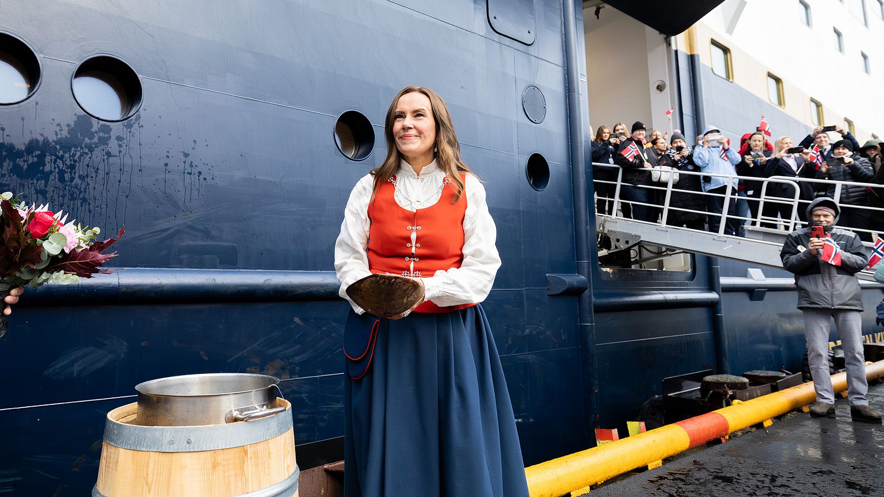 Havila Polaris named in Hammerfest. The Minister of Fisheries and Ocean Policy, Marianne Sivertsen Næss, served as the godmother (Image at LateCruiseNews.com - October 2024