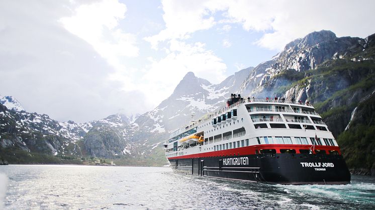 Hurtigruten's MS Trollfjord sailing the Norwegian Coast