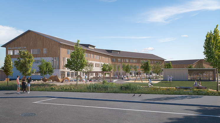 Hållbarhet är en central del av utformningen, med återbrukade material och energieffektiva lösningar. Visualisering: Fredblad