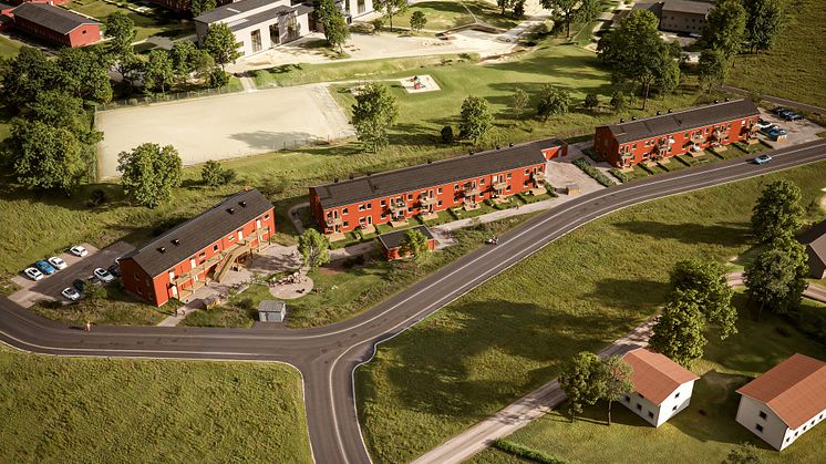Översiktsbild av planerade området BoKlok Klövern i Bäckamaden,Gråbo