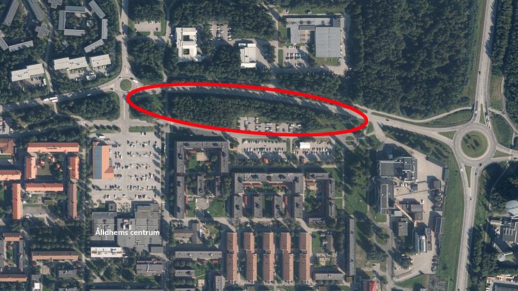 Mellan Docentvägen och Ålidbacken vill sökande bygga cirka 250 bostäder och lokaler för verksamheter. 