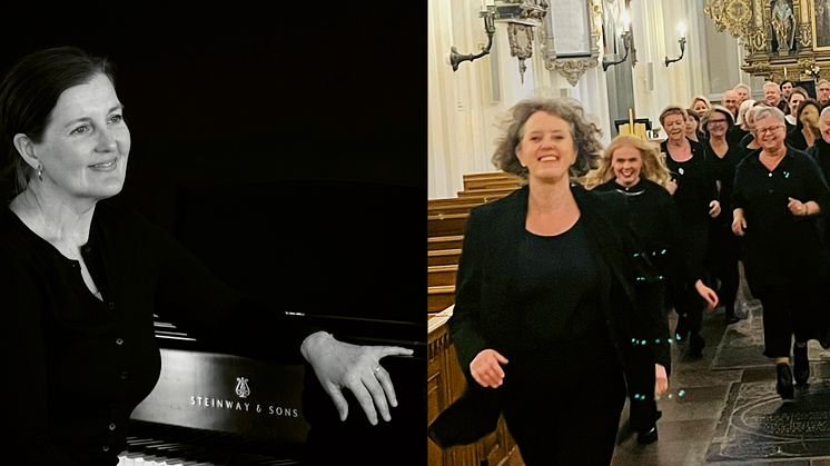 Annika Bjelk och S:t Petri Motettkör med körledare Kristina Wessman Svensson. | Foto: Johan Tötterström och Helena Linder