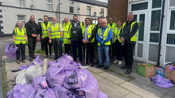Residents, council staff and councillors take part in the clean-up.