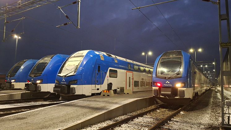 Mälartåg utanför Gredbydepån där Transdev bedriver stora delar av sitt underhållsarbete.