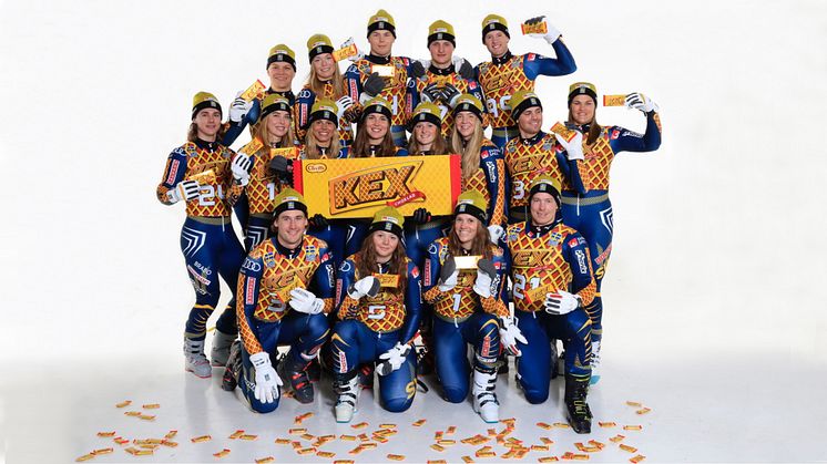 Svenska alpina landslaget, Ski Team Sweden Alpine, samarbetar med Kexchoklad®! Foto: Dan Kullberg