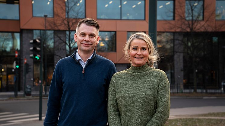 Rasmus Nord, administrerende direktør i Sweco og Ingvil Arntzen, ny divisjonsdirektør for Sweco Architects