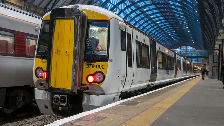 Class 379002 and 022 waits in Platform 4 at King's Cross for its inaugral passenger service with Great Northern to Letchworth Garden City 10 Feb 2025 v2.jpeg