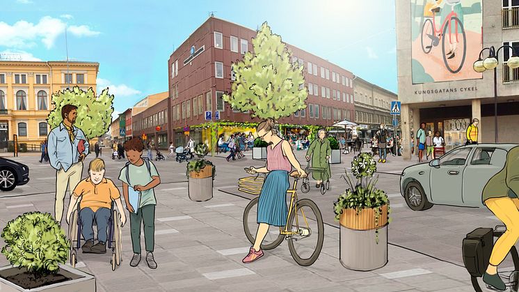 Illustration av Kristinehamns centrum, av Mattias Käll