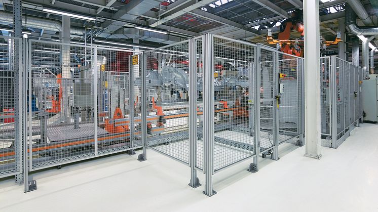 Med EcoSafe-paneler från Bosch Rexroth kan maskinskydd sättas upp snabbare, mer flexibelt och till lägre kostnad. (Bildkälla: Bosch Rexroth AG)