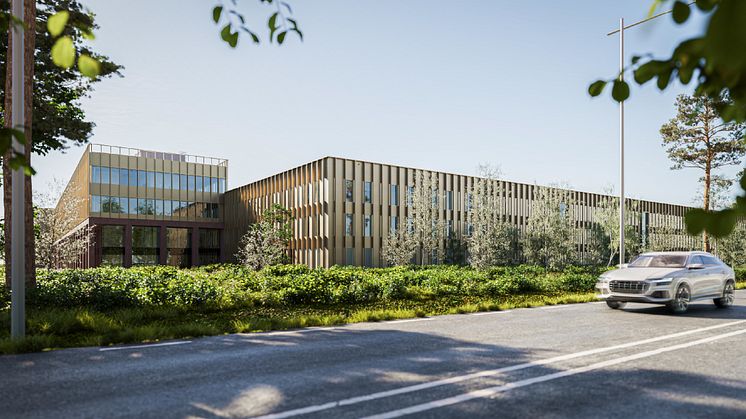 Illustrationen visar ABB Robotics Campus på Finnslätten, som nu fått bygglov. Illustration: Archus Arkitektur