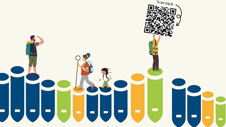 auf dem Bild ist eine Grafik zu sehen, auf deren Figuren auf Instrumenttasten laufen