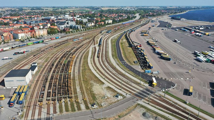 Godsbangård och intermodal terminal i Trelleborgs Hamn