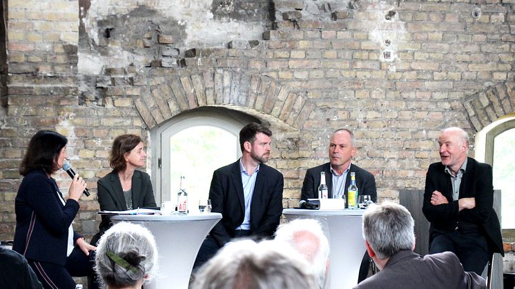 Vorstellung der Studie in Berlin am 23. Mai 2024: Sybille Seitz (Moderation), Astrid Ley (Gedenkstätte und Museum Sachsenhausen), Florian Bruns (Medizinhistoriker), Thomas Beddies (wissenschaftlicher Beirat der Studie) und Peter Selg (Co-Autor)