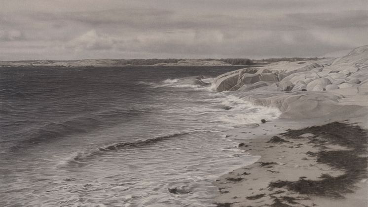 Gunnel Wåhlstrand, Sandhaken, 2020. Tusch på papper, 185 x 132 cm (inkl.ram) Foto: Jean-Baptiste Beranger. Beskuren.
