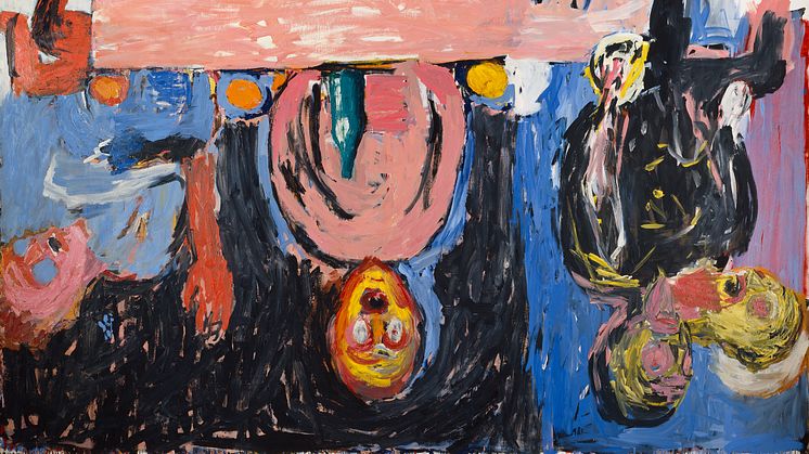 Det er stor tysk kunster som åpner kunståret på MUNCH 2025. Foto: Georg Baselitz, Nachtessen in Dresden, 1983, Olje på lerret, © Georg Bazelitz 2025, Foto: Kunsthaus Zürich