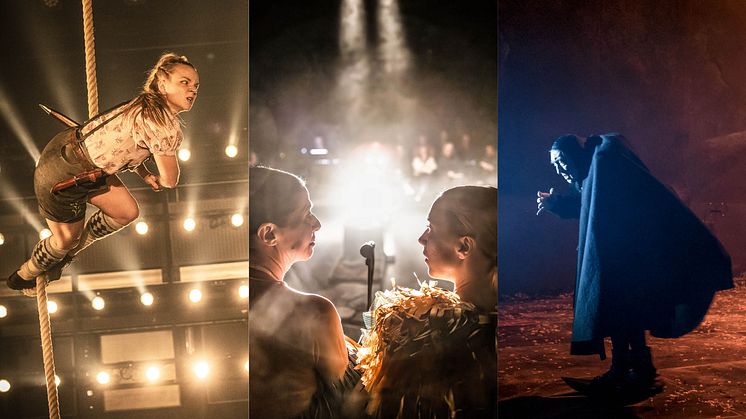 Föreställningsfoton från föreställningarna "Rövarna", "Skönheten i kaos" och "Quasimodo". Foto Mats Bäcker.