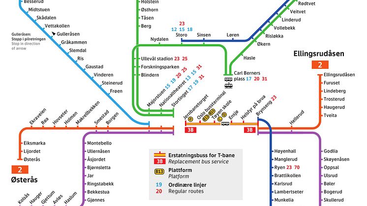 T-banen stengt gjennom sentrum etter klokken 21