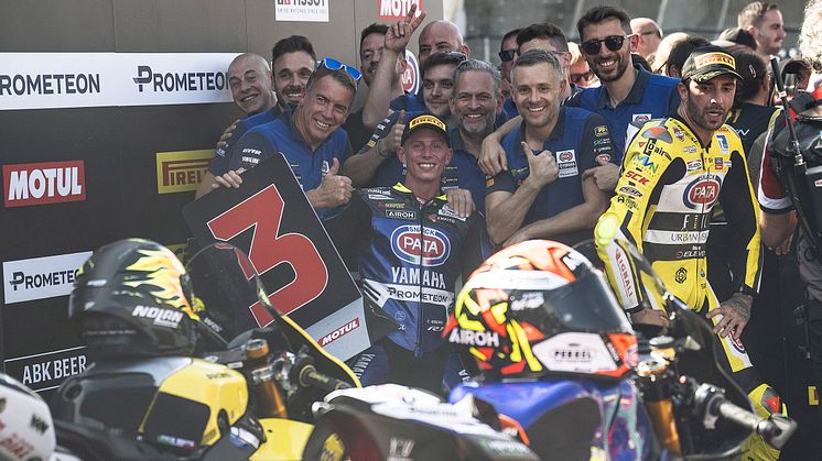 WorldSBK 10/19：6番手からスタートし、3位表彰台を獲得した#55 A・ロカテッリ（YZF-R1）