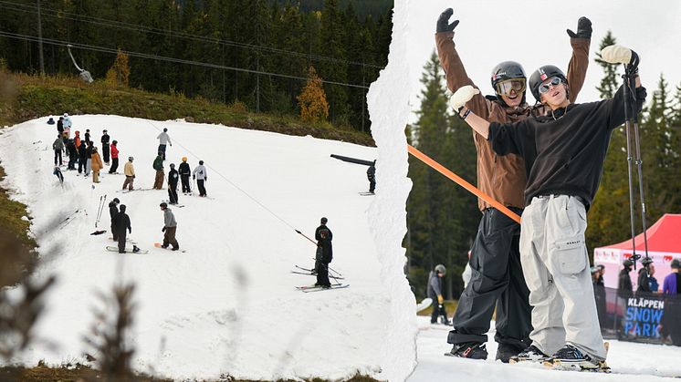 Freeski- och snowboardlandslaget tränar på sparad snö i Kläppen. Foto: Daniel Bernstål. 