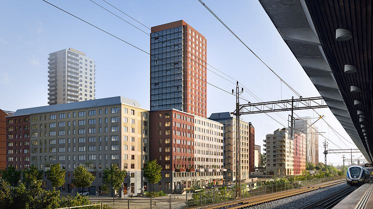 Visionskiss över Wallenstams nybyggnation i Årstaberg där Hemköp öppnar en ny butik i slutet av 2026.
