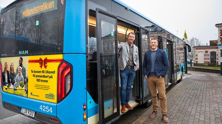 Patrik Levin, vd på Gekås Ullared, och Andreas Almquist, förvaltningschef på Hallandstrafiken. 