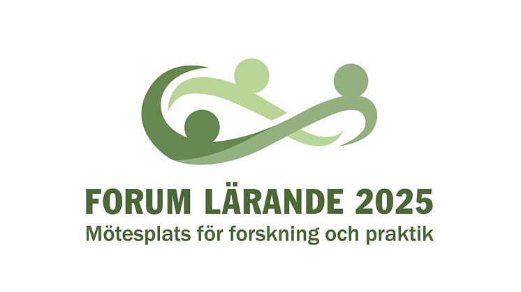 Logotyp: Gröna figurer med texten Forum lärande 2025 - mötesplats för forskning och praktik