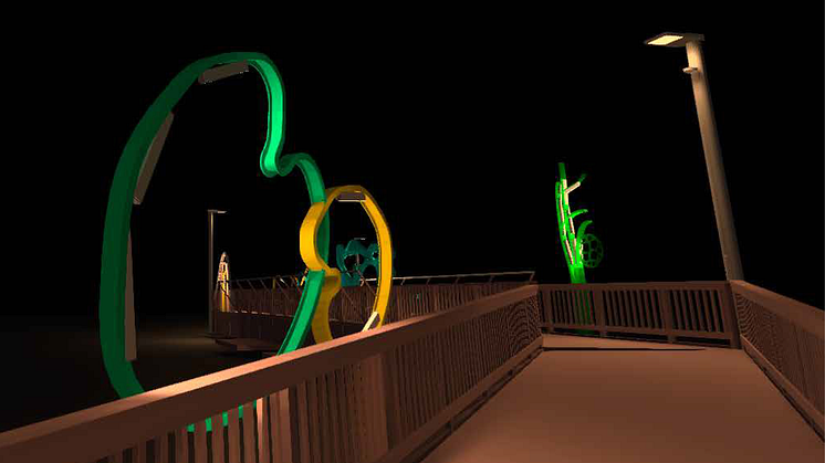 Pressträff, invigning och visning av konstverket Stadens puls på Bangårdsbron, Kristianstad 22 november kl. 15.00