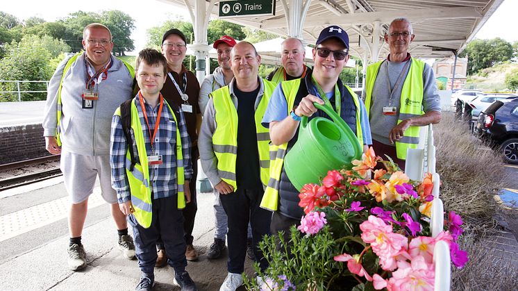 Keeping the stations of West Sussex beautiful: Volunteers and staff at Arundel station - more pictures below