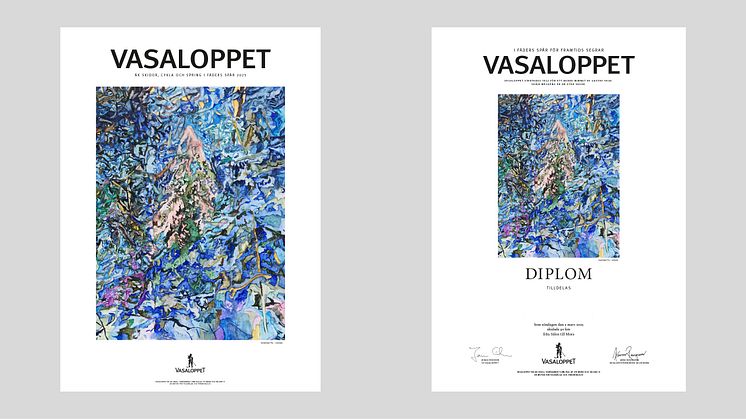 Konstnären Roger Metto har tillverkat årets Vasaloppsmotiv. Verket ”I skogen” kommer att finnas avbildat både på den årliga affischen och på alla diplom under Vasaloppets vintervecka 2025.