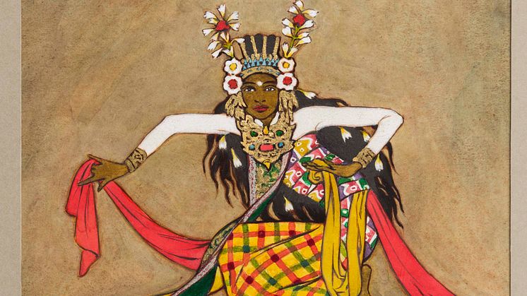 Tyra Kleens gouache hämtad ur "Temple Dances in Bali" (1936).