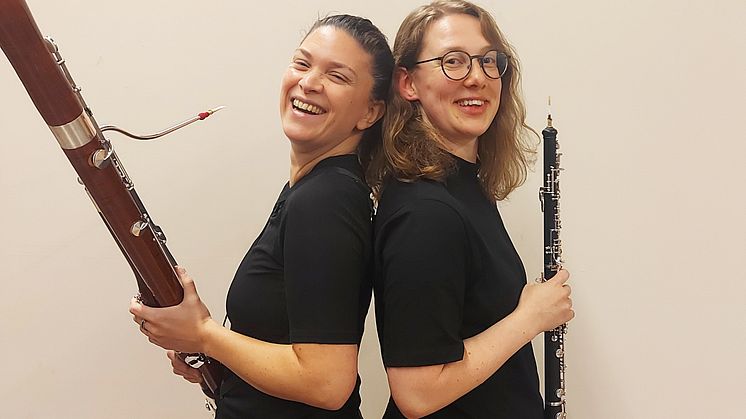 Lucia Amerise och Hanna Lövgren, fagott- respektive oboelärare vid Kulturskolan Lund. Foto: privat