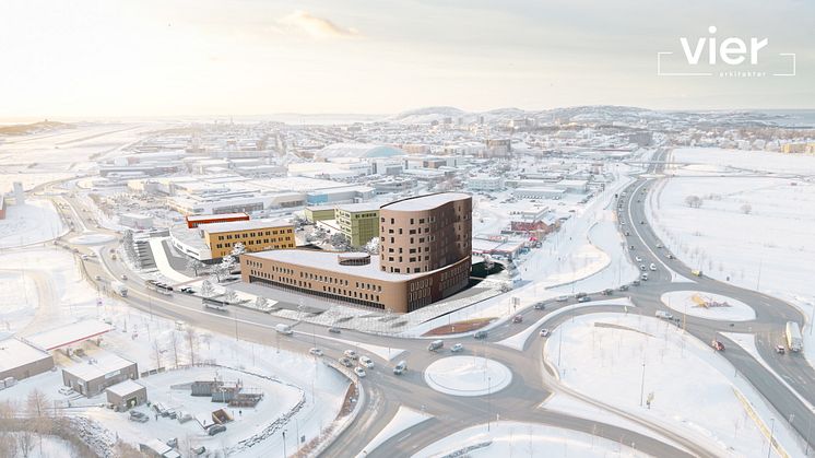 Bodø Byport: Nordvik Eiendom ønsker å forme et nytt knutepunkt for byens hovedinnfartsåre. Illustrasjon: Gnist /Vier arkitekturer og Nordvik Eiendom.