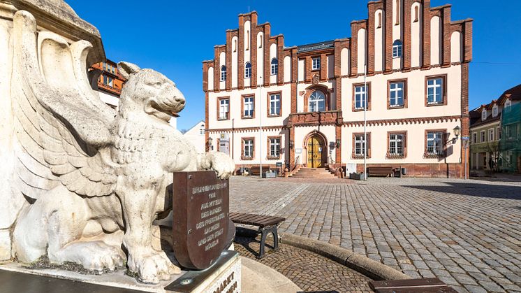 Der Rathausbrunnen auf dem Marktplatz Mügeln - Foto: Philipp Kirschner 