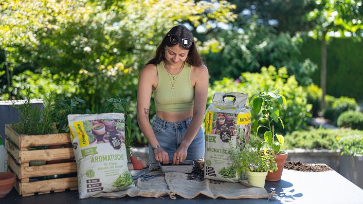 Die Floragard Bio-Erde AROMATISCH! eignet sich dank ihrer Zusammensetzung ideal für Küchenkräuter.