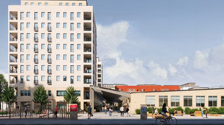 Området sett från Industrigatan. En illustration. 